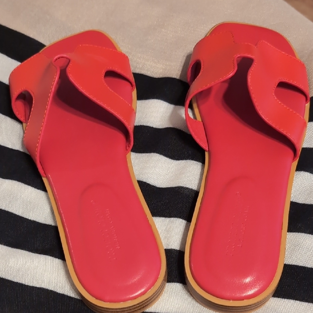 Project Cloud Chic Red Leather Slide Sandals - image 4